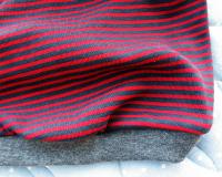 ミニボーダーハイネック袖付きTシャツ2(赤×グレー)